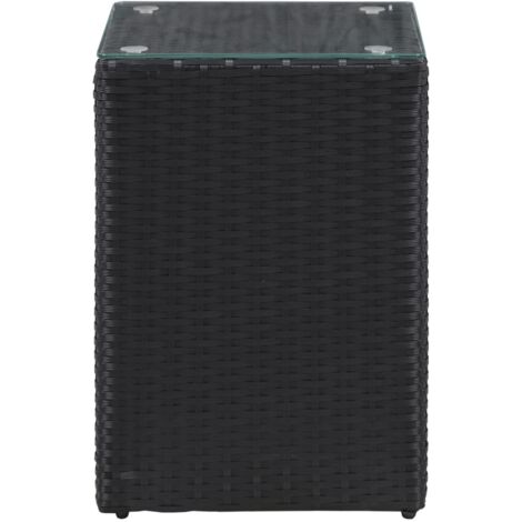 Beistelltisch mit Glasplatte Schwarz 35x35x52 cm Poly Rattan vidaXL