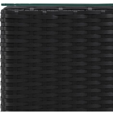 Beistelltisch mit Glasplatte Schwarz 35x35x52 cm Poly Rattan vidaXL