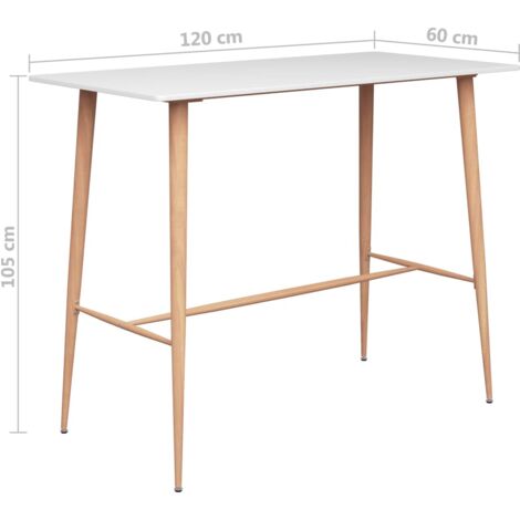 Bartisch Weiß 120x60x105 cm vidaXL