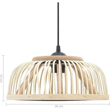 vidaXL Pendelleuchte Hängeleuchte Deckenleuchte Bambus 40W 34x14,5 Halbrund E27 