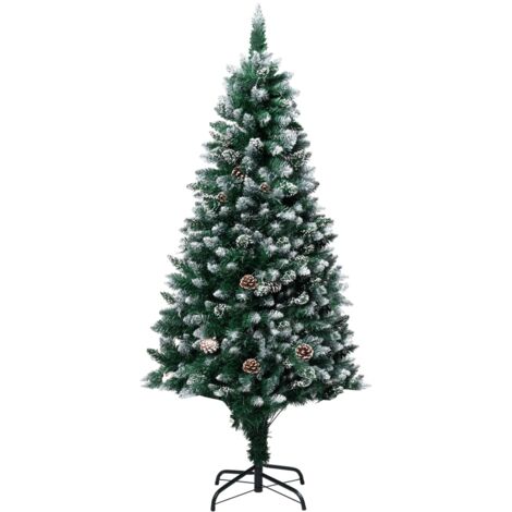 vidaXL Künstlicher Weihnachtsbaum mit Zapfen und Schnee 150 cm (1/5)