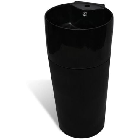 Standwaschbecken Keramik mit Loch für Überlauf/Armatur Schwarz vidaXL