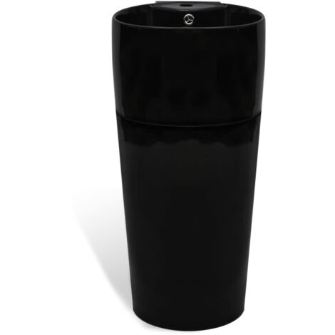 Standwaschbecken Keramik mit Loch für Überlauf/Armatur Schwarz vidaXL
