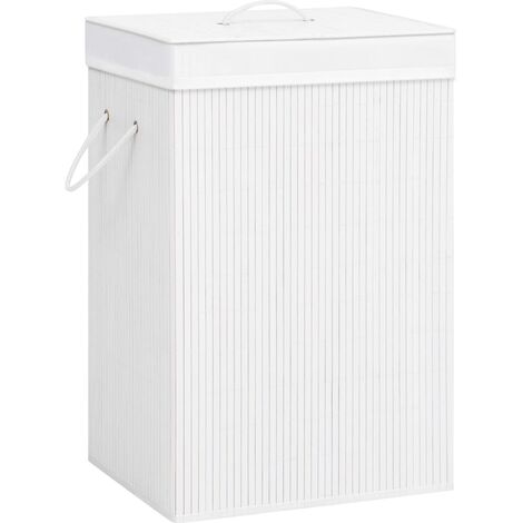 Bambus-Wäschekorb mit 2 Fächern Weiß 72 L vidaXL (1/5)