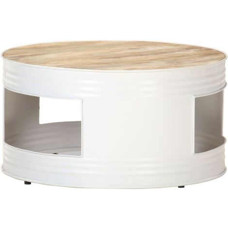 Couchtisch Weiß 68x68x36 cm Massivholz Mango vidaXL