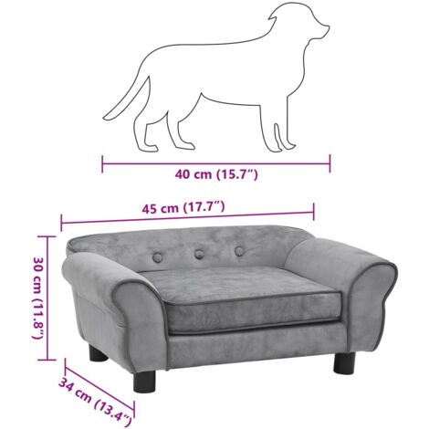 Hundesofa Grau 72x45x30 cm Plüsch vidaXL