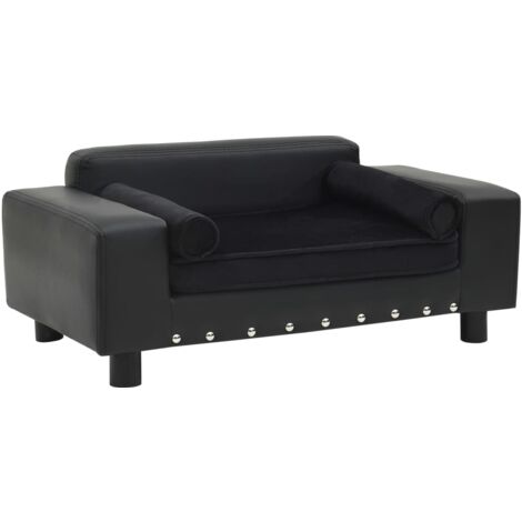 vidaXL Hundesofa Schwarz 81x43x31 cm Plüsch und Kunstleder