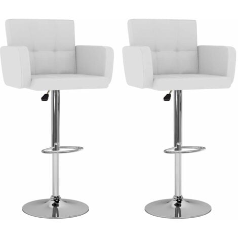 2x Barhocker Barstuhl Bistrohocker Höhe verstellbar Kunstleder Weiß mit Lehne 2x Barhocker Barstuhl Bistrohocker Höhe verstellbar Kunstleder Weiß mit Lehne