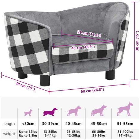 Hundesofa Grau 68x38x38 cm Plüsch vidaXL