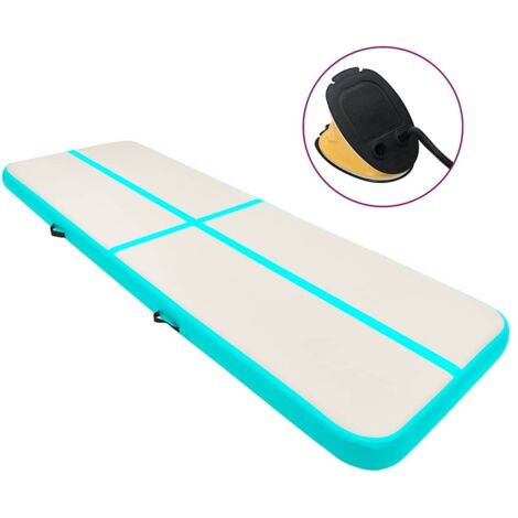 Aufblasbare Gymnastikmatte mit Pumpe 800x100x20 cm PVC Grün vidaXL