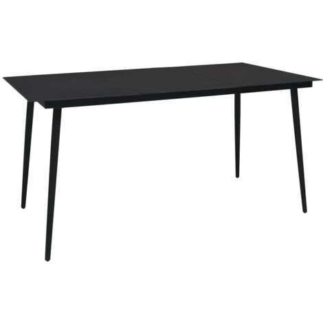 Garten-Esstisch Schwarz 150x80x74 cm Stahl und Glas vidaXL (1/4)