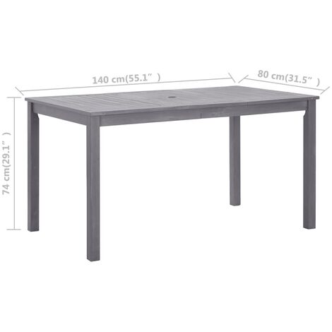 Gartentisch Grau 140x80x74 cm Massivholz Akazie vidaXL