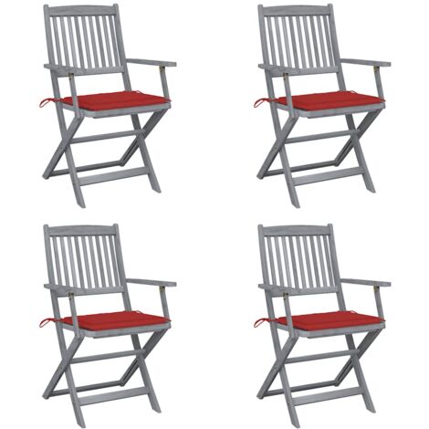Klappbare Gartenstühle 4 Stk. mit Sitzkissen Massivholz Akazie vidaXL