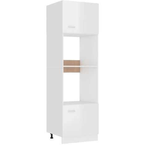 Mikrowellenumbauschrank Lyon Hochglanz-Weiß 60x57x207 cm vidaXL