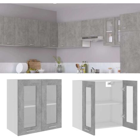 Hängeglasschrank Lyon Betongrau 60x31x60 cm Holzwerkstoff vidaXL