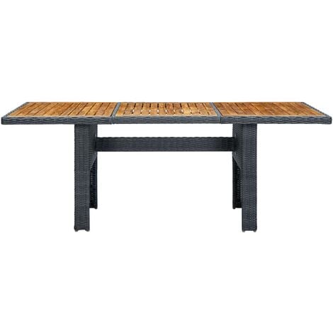 Gartentisch Dunkelgrau Poly Rattan und Akazie Massivholz vidaXL