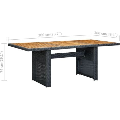 Gartentisch Dunkelgrau Poly Rattan und Akazie Massivholz vidaXL