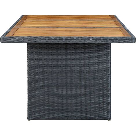 Gartentisch Dunkelgrau Poly Rattan und Akazie Massivholz vidaXL