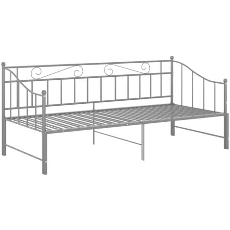 FAMIROSA Ausziehsofa Bettgestell Grau Metall 90x200 cm 26,2kg