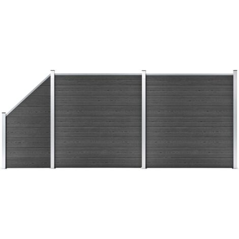 WPC Sichtschutzzaun-Set 446x(105-186) cm Schwarz