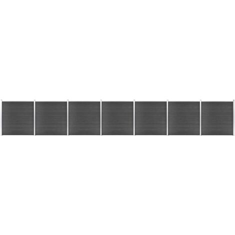 Zaunelement Set WPC 1218x186 cm Schwarz vidaXL
