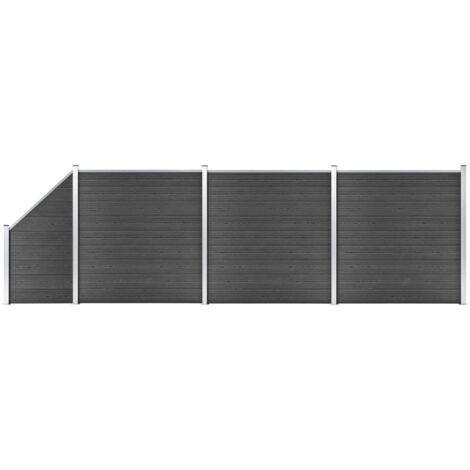 WPC-Zaunpaneelset 619x(105-186) cm Schwarz