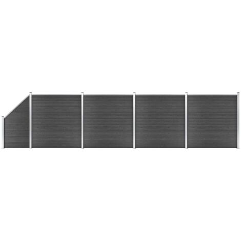 vidaXL WPC Sichtschutzzaun-Set 792x(105-186) cm Schwarz