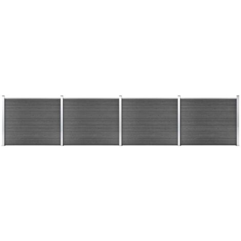 Zaunelement Set WPC 699x146 cm Schwarz vidaXL