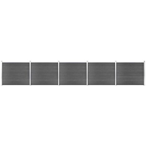 Zaunelement Set WPC 872x146 cm Schwarz vidaXL