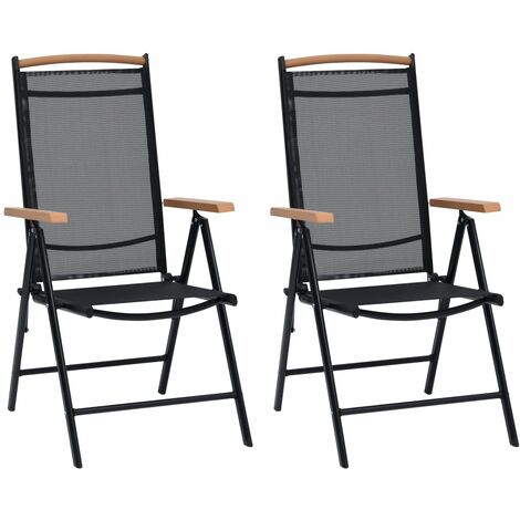 2er Set Deluxe Alu Stuhl extrabreit Klappstuhl Gartenstuhl verstellbar schwarz