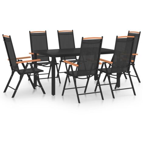 7-tlg. Garten-Essgruppe Aluminium Schwarz vidaXL