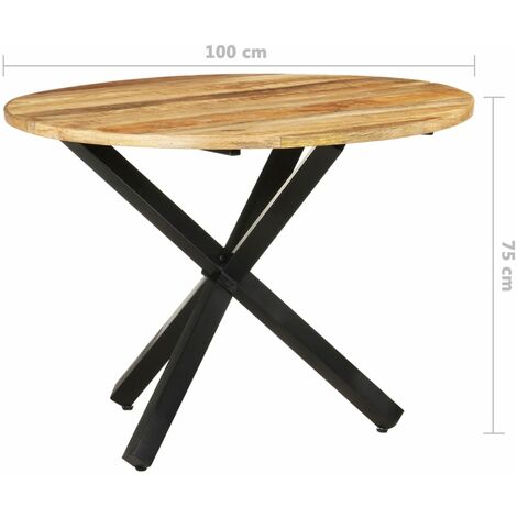 Esstisch Rund 100x100x75 cm Raues Mangoholz vidaXL