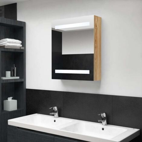 LED-Bad-Spiegelschrank Eichen-Optik 50x14x60 cm vidaXL
