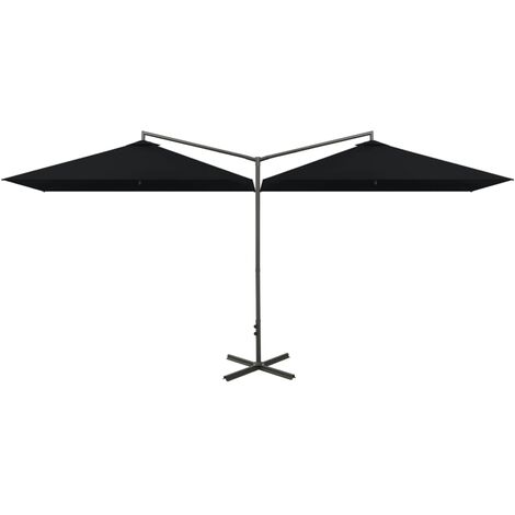 Doppel-Sonnenschirm mit Stahl-Mast 600x300 cm Schwarz vidaXL