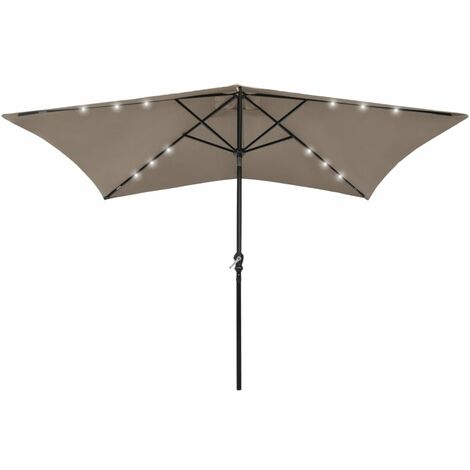 Sonnenschirm mit LEDs und Stahl-Mast Taupe 2x3 m vidaXL