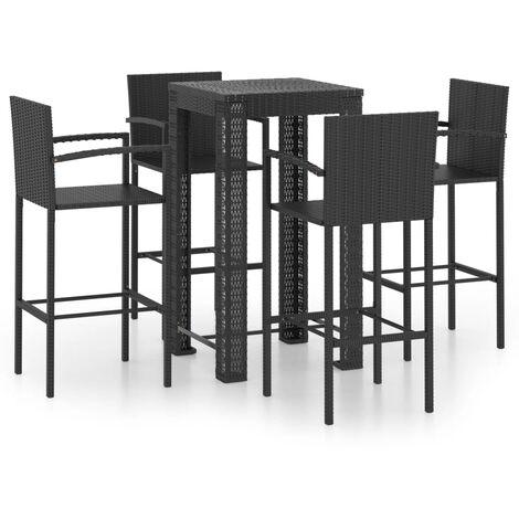 5-tlg. Garten-Bar-Set mit Armlehnen Poly Rattan Schwarz vidaXL (1/5)