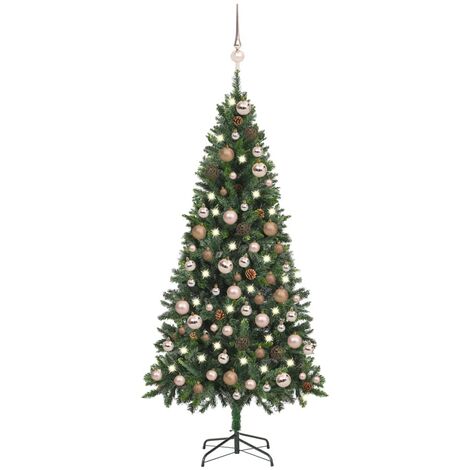 Künstlicher Weihnachtsbaum mit Beleuchtung Kugeln Zapfen 180 cm vidaXL (1/5)