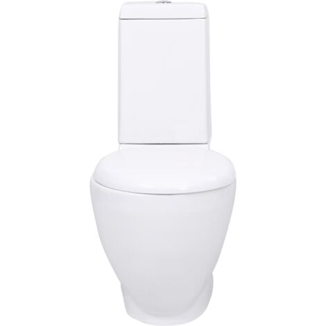 WC Keramik-Toilette Badezimmer Rund Senkrechter Abgang Weiß vidaXL