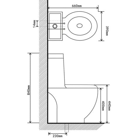 WC Keramik-Toilette Badezimmer Rund Senkrechter Abgang Weiß vidaXL