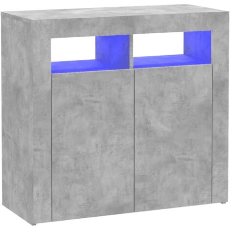 Buffet mit LED-Lichtern grau Beton 80x35x75 cm
