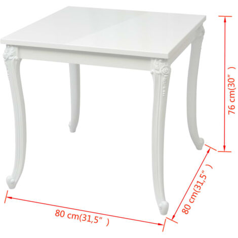 Esstisch 80x80x76 cm Hochglanz-Weiß vidaXL