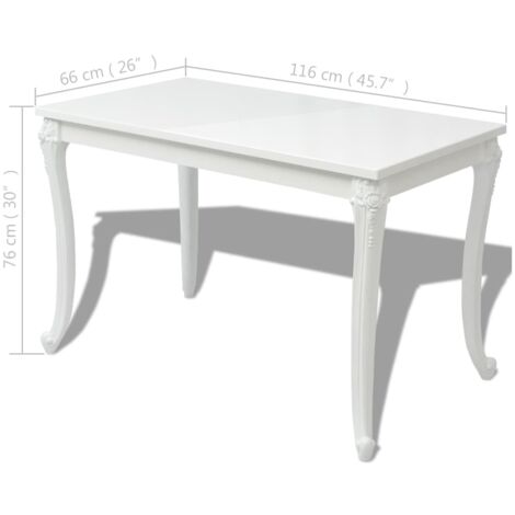 Esstisch 116 x 66 x 76 cm Hochglanz Weiß vidaXL
