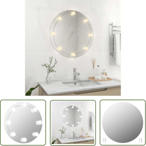 vidaXL Wandspiegel mit LED-Beleuchtung Rund Glas