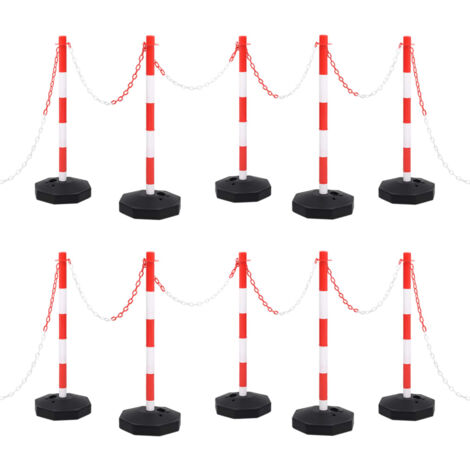 Set 10 Einschlagpfosten Haltepfosten 130 CM und 50 Meter Warnkette Absperrung 