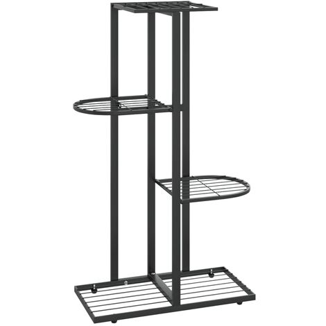 vidaXL 4-Floor Flower Stand 43x22x76 cm Black Metal