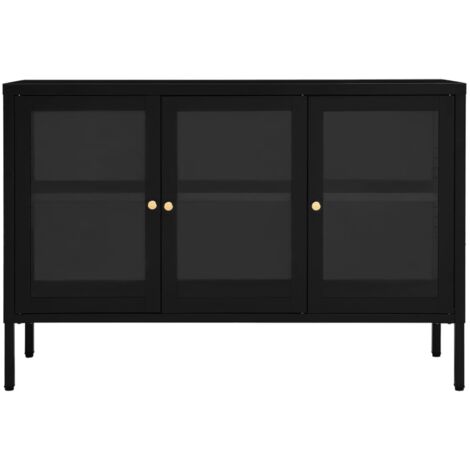Sideboard Schwarz 70x35x70 cm Stahl und Glas vidaXL