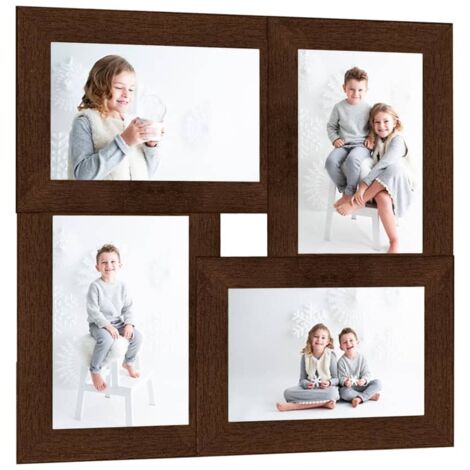 Collage Bilderrahmen für 4x(10x15 cm) Fotos Dunkelbraun MDF vidaXL