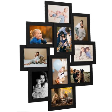 vidaXL Collage Bilderrahmen für 10x(10x15 cm) Fotos Schwarz MDF