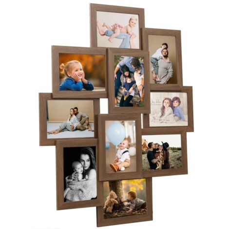 Collage Bilderrahmen für 10x(10x15 cm) Fotos Hellbraun MDF vidaXL