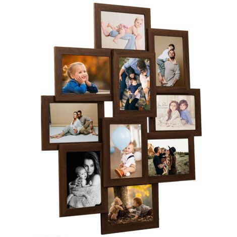 vidaXL Collage Bilderrahmen für 10x(13x18 cm) Fotos Dunkelbraun MDF